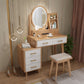 Traditions Dressing Table Cherry Bedroom Lighted Mirror Standing Make-up Vanity Makeup Vanity & Mirror & Stools Natural Wood White 5 Clearhalo 'Bedroom Furniture' 'furn' 'furn_makeup_vanities' 'Furniture' 'Makeup Vanities' 'makeup_vanities' 7094884