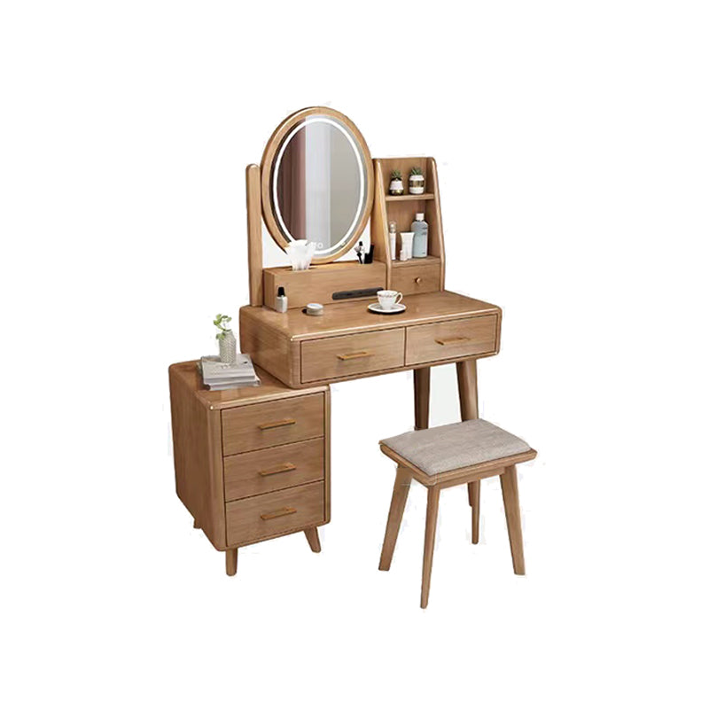 Traditions Dressing Table Cherry Bedroom Lighted Mirror Standing Make-up Vanity Clearhalo 'Bedroom Furniture' 'furn' 'furn_makeup_vanities' 'Furniture' 'Makeup Vanities' 'makeup_vanities' 7094885