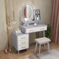 Traditions Dressing Table Cherry Bedroom Lighted Mirror Standing Make-up Vanity Makeup Vanity & Mirror & Stools Gray-White 5 Clearhalo 'Bedroom Furniture' 'furn' 'furn_makeup_vanities' 'Furniture' 'Makeup Vanities' 'makeup_vanities' 7094886