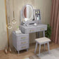 Traditions Dressing Table Cherry Bedroom Lighted Mirror Standing Make-up Vanity Makeup Vanity & Mirror & Stools Grey 5 Clearhalo 'Bedroom Furniture' 'furn' 'furn_makeup_vanities' 'Furniture' 'Makeup Vanities' 'makeup_vanities' 7094887