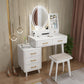 Traditions Dressing Table Cherry Bedroom Lighted Mirror Standing Make-up Vanity Makeup Vanity & Mirror & Stools White 5 Clearhalo 'Bedroom Furniture' 'furn' 'furn_makeup_vanities' 'Furniture' 'Makeup Vanities' 'makeup_vanities' 7094889
