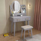 Traditions Dressing Table Cherry Bedroom Lighted Mirror Standing Make-up Vanity Makeup Vanity & Mirror & Stools Grey 2 Clearhalo 'Bedroom Furniture' 'furn' 'furn_makeup_vanities' 'Furniture' 'Makeup Vanities' 'makeup_vanities' 7094891