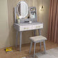 Traditions Dressing Table Cherry Bedroom Lighted Mirror Standing Make-up Vanity Makeup Vanity & Mirror & Stools Gray-White 2 Clearhalo 'Bedroom Furniture' 'furn' 'furn_makeup_vanities' 'Furniture' 'Makeup Vanities' 'makeup_vanities' 7094893