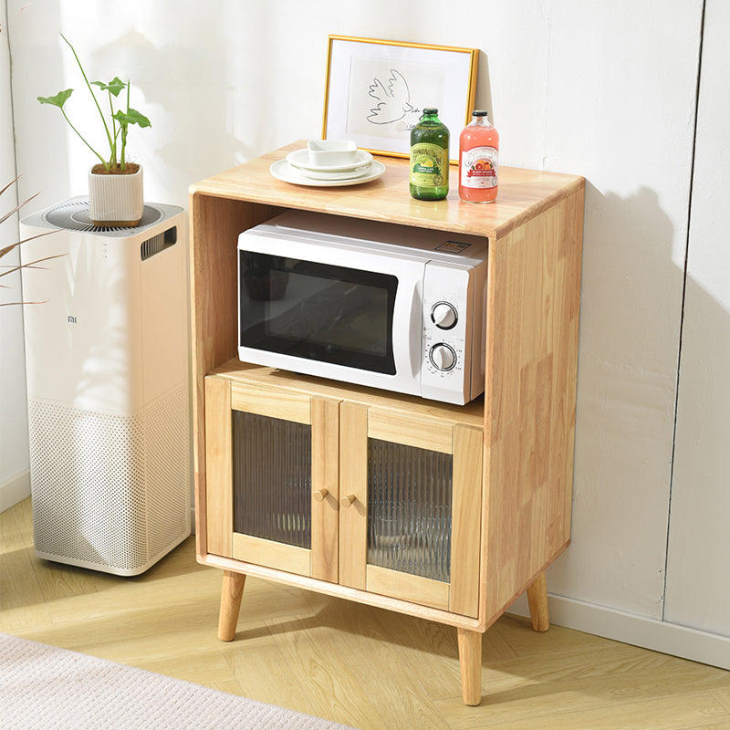 Modern Glass Paned Accent Cabinet 1-Door Solid Wood Chest with 2 Drawers 24"L x 16"W x 37"H Natural Gold Rubber Clearhalo 'Cabinets & Chests' 'cabinets_chests' 'furn' 'furn_cabinets_chests' 'Furniture' 'Living Room Furniture' 7094923