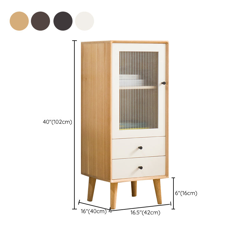 Modern Glass Paned Accent Cabinet 1-Door Solid Wood Chest with 2 Drawers Clearhalo 'Cabinets & Chests' 'cabinets_chests' 'furn' 'furn_cabinets_chests' 'Furniture' 'Living Room Furniture' 7094943