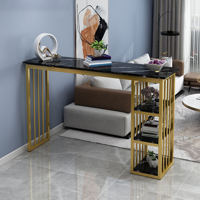 Modern Style Bistro Bar Table Rectangle Gold Frame Bar Table Black Without Chairs Clearhalo 'Bar Furniture' 'Bar Tables' 'bar_tables' 'furn' 'furn_bar_tables' 'Furniture' 'Kitchen & Dining Furniture' 7095733