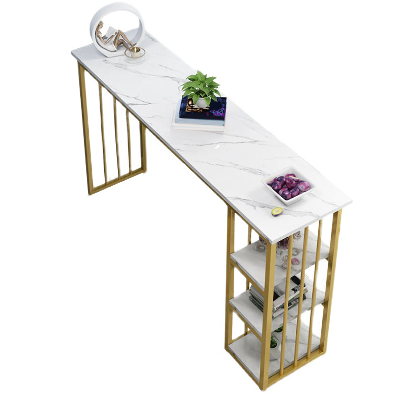 Modern Style Bistro Bar Table Rectangle Gold Frame Bar Table Clearhalo 'Bar Furniture' 'Bar Tables' 'bar_tables' 'furn' 'furn_bar_tables' 'Furniture' 'Kitchen & Dining Furniture' 7095738