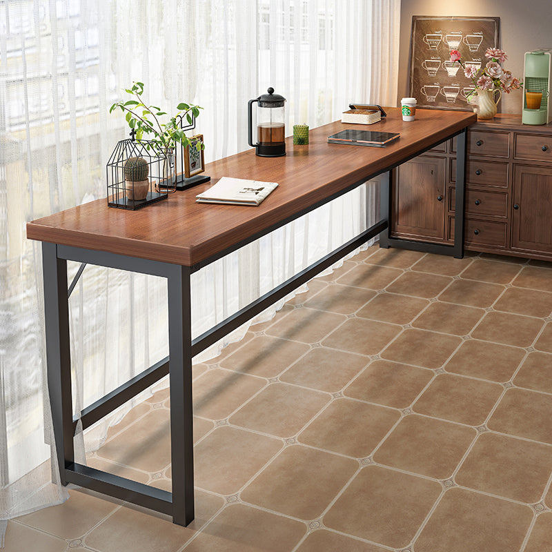 Industrial Wooden Bistro Bar Table Rectangle Metal Base Bar Table 78.7"L x 15.7"W x 41.3"H Without Chairs Clearhalo 'Bar Furniture' 'Bar Tables' 'bar_tables' 'furn' 'furn_bar_tables' 'Furniture' 'Kitchen & Dining Furniture' 7095765