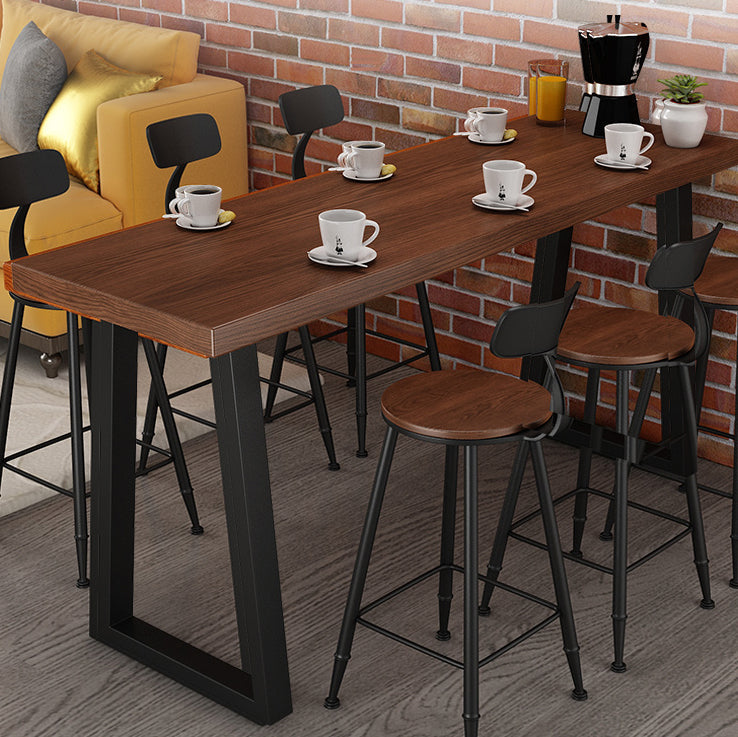 Industrial Style Bistro Bar Table Rectangle Solid Wood Bar Table Clearhalo 'Bar Furniture' 'Bar Tables' 'bar_tables' 'furn' 'furn_bar_tables' 'Furniture' 'Kitchen & Dining Furniture' 7095768