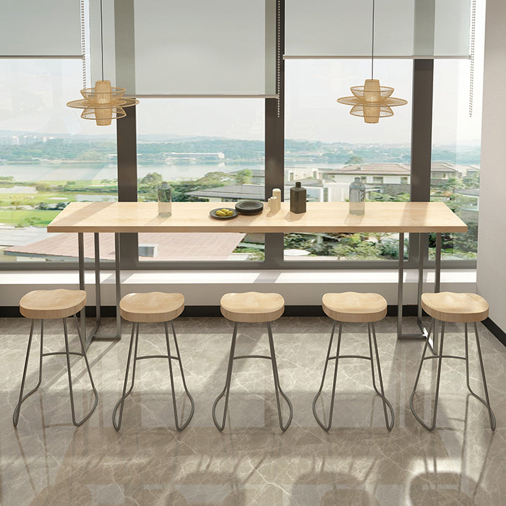 Modern Bistro Bar Table Rectangle Wood Double Pedestal Bar Table Clearhalo 'Bar Furniture' 'Bar Tables' 'bar_tables' 'furn' 'furn_bar_tables' 'Furniture' 'Kitchen & Dining Furniture' 7095797