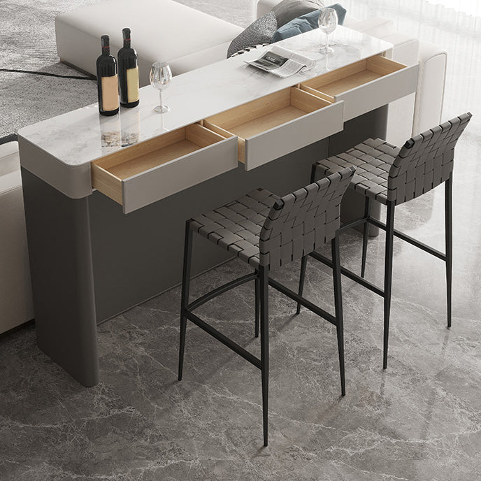Modern Style Bistro Bar Table Rectangle Stone Top Bar Table for Living Room Clearhalo 'Bar Furniture' 'Bar Tables' 'bar_tables' 'furn' 'furn_bar_tables' 'Furniture' 'Kitchen & Dining Furniture' 7095824