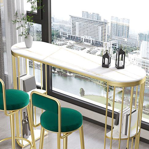 Modern Style Bar Table Oval Stone Storage Bar Table for Living Room Clearhalo 'Bar Furniture' 'Bar Tables' 'bar_tables' 'furn' 'furn_bar_tables' 'Furniture' 'Kitchen & Dining Furniture' 7095914