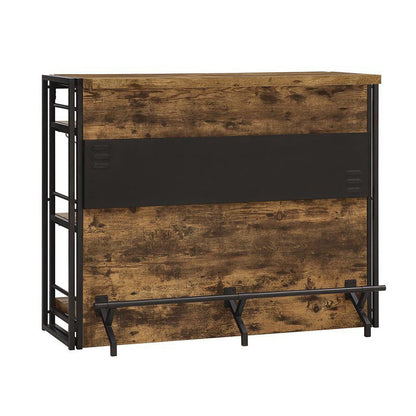 Industrial Style Bar Table Rectangle Wood Bar Table with Shelves for Dining Room