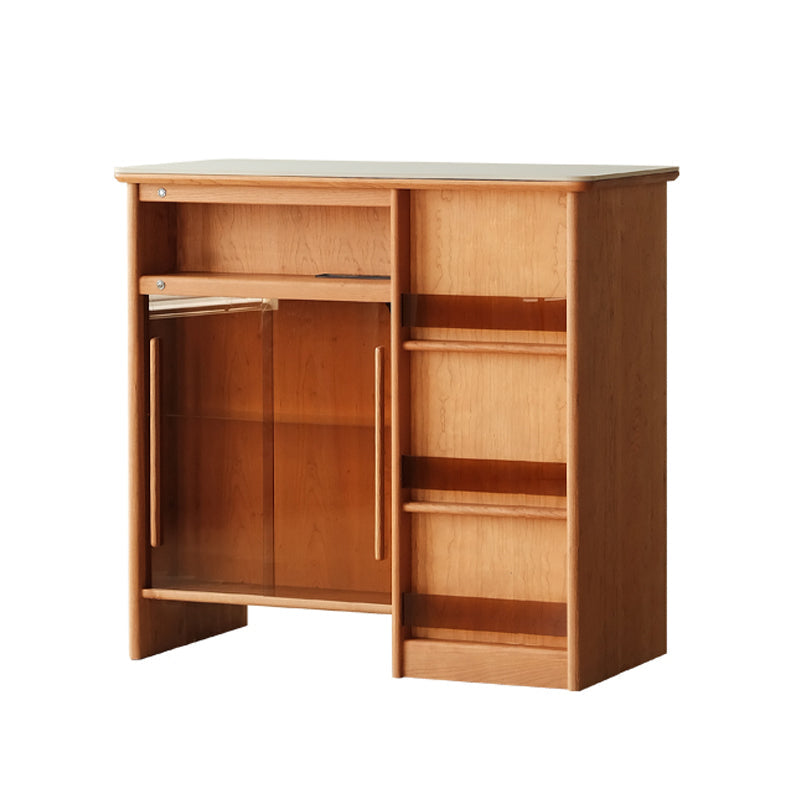 Modern Style Bar Table Rectangle Storage Wood Bar Table for Living Room 43"L x 23"W x 42"H Stone Without Chairs Clearhalo 'Bar Furniture' 'Bar Tables' 'bar_tables' 'furn' 'furn_bar_tables' 'Furniture' 'Kitchen & Dining Furniture' 7096003