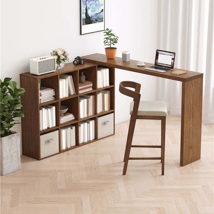 Moderner Bartisch, rechteckiger Bartisch aus massivem Holz mit Stauraum