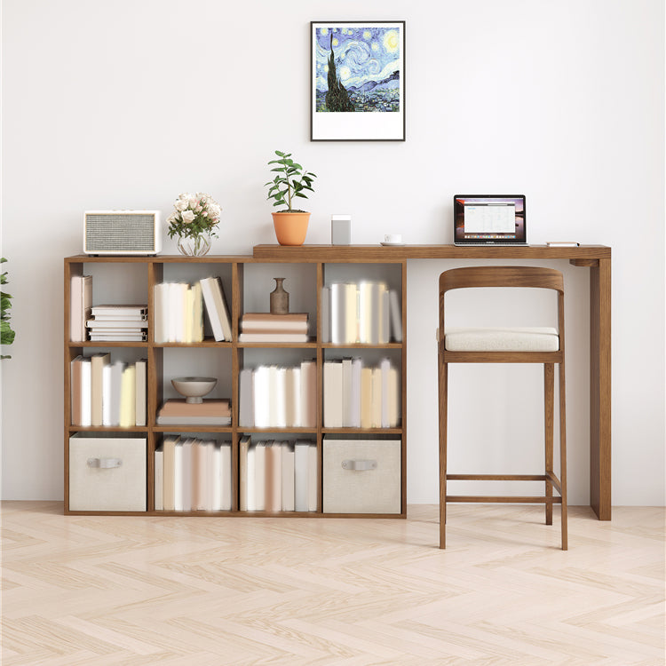 Moderner Bartisch, rechteckiger Bartisch aus massivem Holz mit Stauraum