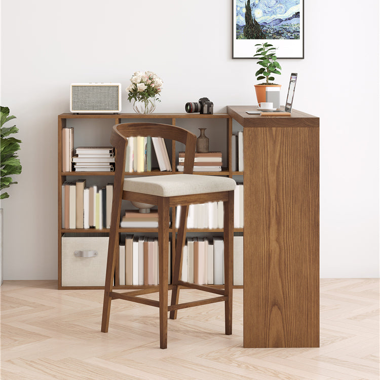 Moderner Bartisch, rechteckiger Bartisch aus massivem Holz mit Stauraum