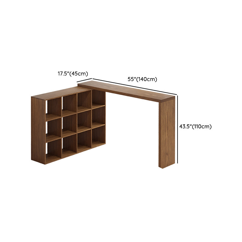 Moderner Bartisch, rechteckiger Bartisch aus massivem Holz mit Stauraum