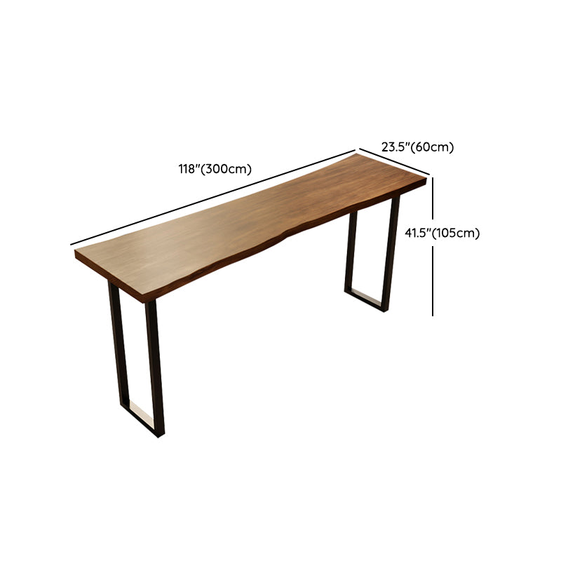 Industrial Style Bar Table Rectangle Wood Double Pedestal Bar Table for Dining Room