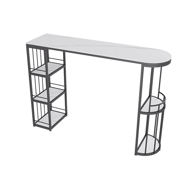Modern Style Bar Table Stone Top Bar Table with Storage for Living Room Black Without Chairs Clearhalo 'Bar Furniture' 'Bar Tables' 'bar_tables' 'furn' 'furn_bar_tables' 'Furniture' 'Kitchen & Dining Furniture' 7096084