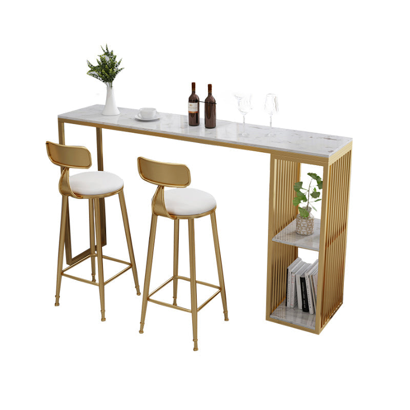 Moderne barbistroset 1/2/3-delig stenen rechthoekige bartafel met gestoffeerde krukken