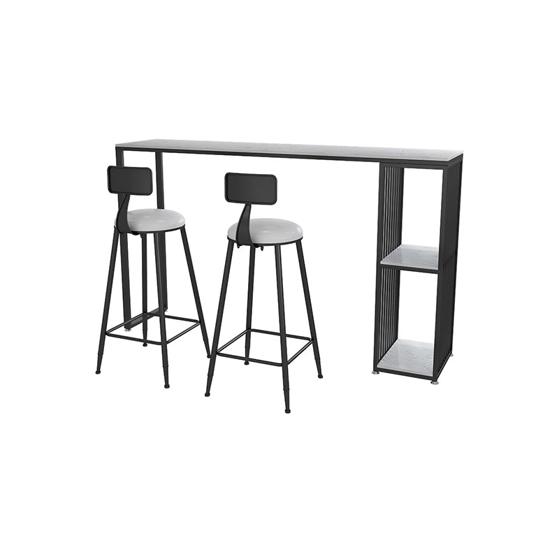 Moderne barbistroset 1/2/3-delig stenen rechthoekige bartafel met gestoffeerde krukken