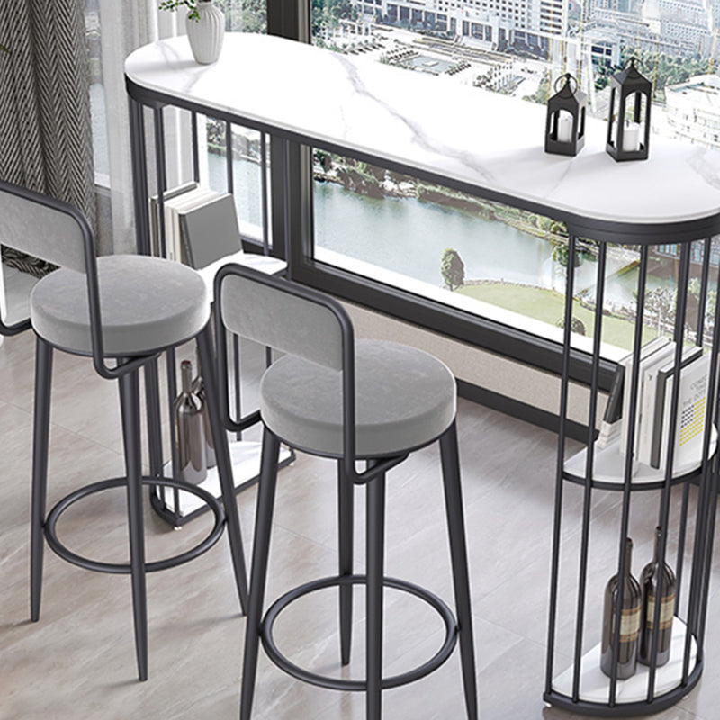 Modern Style Bar Table Set 1/2/3 Pieces Stone Rectangle Bistro Set for Indoor Table & Chair(s) 39.4"L x 15.7"W x 41.3"H Black Clearhalo 'Bar Furniture' 'furn' 'furn_home_bar_bar_sets' 'Furniture' 'Home Bars & Bar Sets' 'home_bar_bar_sets' 'Kitchen & Dining Furniture' 7096380
