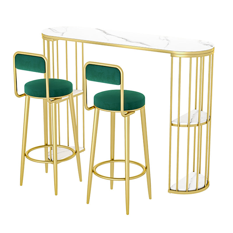 Modern Style Bar Table Set 1/2/3 Pieces Stone Rectangle Bistro Set for Indoor Table & Chair(s) 39.4"L x 15.7"W x 41.3"H Gold Clearhalo 'Bar Furniture' 'furn' 'furn_home_bar_bar_sets' 'Furniture' 'Home Bars & Bar Sets' 'home_bar_bar_sets' 'Kitchen & Dining Furniture' 7096385