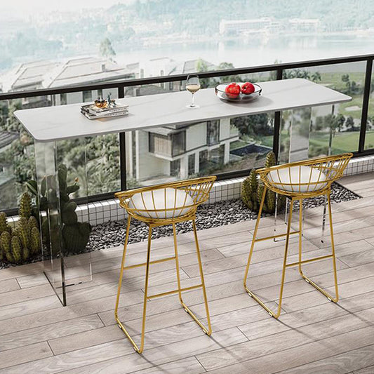 Modern Bar Table Set 1/2/3 Pieces Stone Rectangle Bistro Set for Indoor