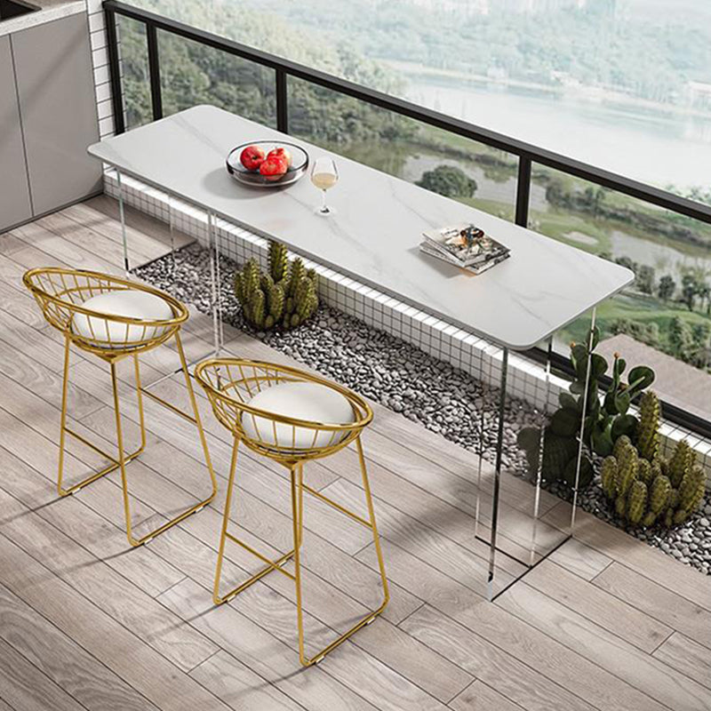 Modern Bar Table Set 1/2/3 Pieces Stone Rectangle Bistro Set for Indoor Table & Chair(s) 47.2"L x 15.7"W x 41.3"H White Clearhalo 'Bar Furniture' 'furn' 'furn_home_bar_bar_sets' 'Furniture' 'Home Bars & Bar Sets' 'home_bar_bar_sets' 'Kitchen & Dining Furniture' 7096431