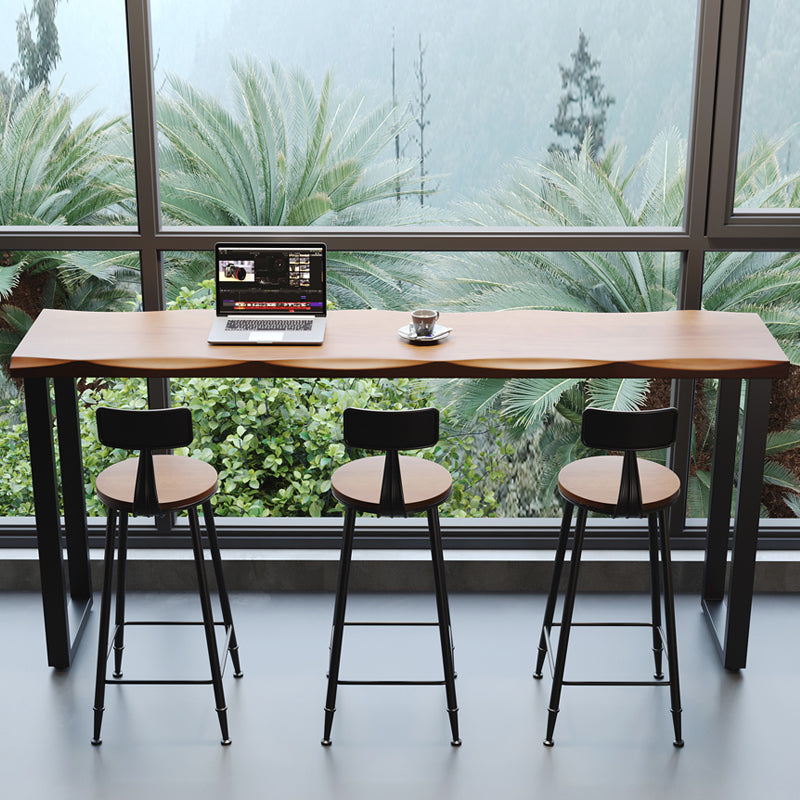 1/3/4/5 Pieces Counter Height Pub Set Solid Wood Pub Dining Set Table & Chair(s) 47.2"L x 15.7"W x 41.3"H Black-Brown Clearhalo 'Bar Furniture' 'furn' 'furn_home_bar_bar_sets' 'Furniture' 'Home Bars & Bar Sets' 'home_bar_bar_sets' 'Kitchen & Dining Furniture' 7096470