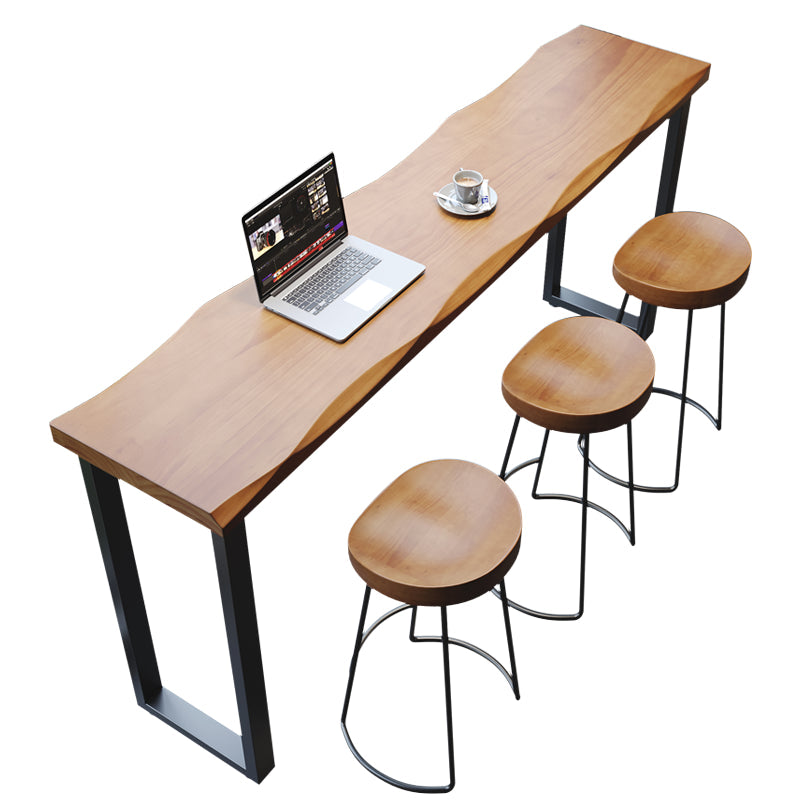1/3/4/5 Pieces Counter Height Pub Set Solid Wood Pub Dining Set Table & Chair(s) Brown Clearhalo 'Bar Furniture' 'furn' 'furn_home_bar_bar_sets' 'Furniture' 'Home Bars & Bar Sets' 'home_bar_bar_sets' 'Kitchen & Dining Furniture' 7096479