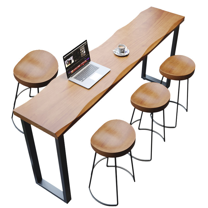 1/3/4/5 Pieces Counter Height Pub Set Solid Wood Pub Dining Set Table & Chair(s) 86.6"L x 15.7"W x 41.3"H Brown Clearhalo 'Bar Furniture' 'furn' 'furn_home_bar_bar_sets' 'Furniture' 'Home Bars & Bar Sets' 'home_bar_bar_sets' 'Kitchen & Dining Furniture' 7096480