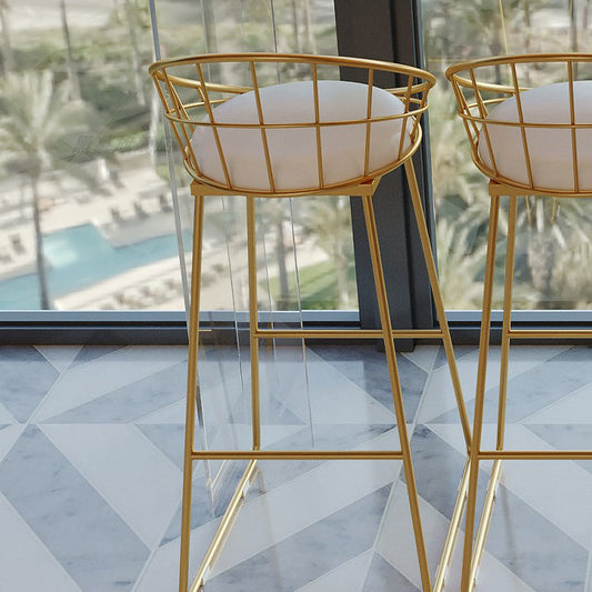 Contemporary Metal Dining Stools Low Back Bar Stools with Footrest