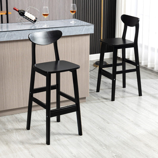 Industrial Solid Wood Bar Stool Upholstered Bar Stools with Black Legs