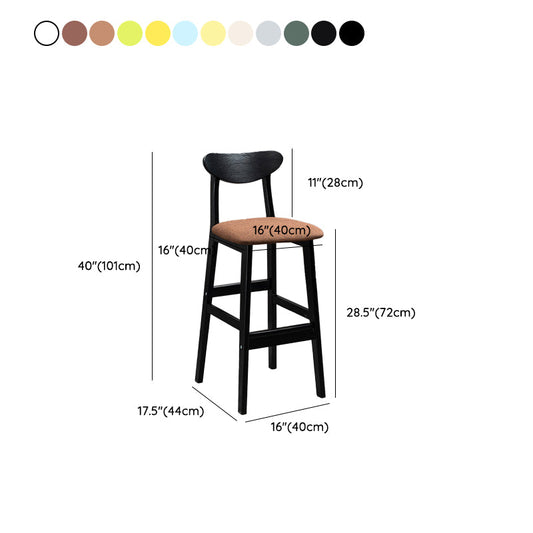 Industrial Solid Wood Bar Stool Upholstered Bar Stools with Black Legs
