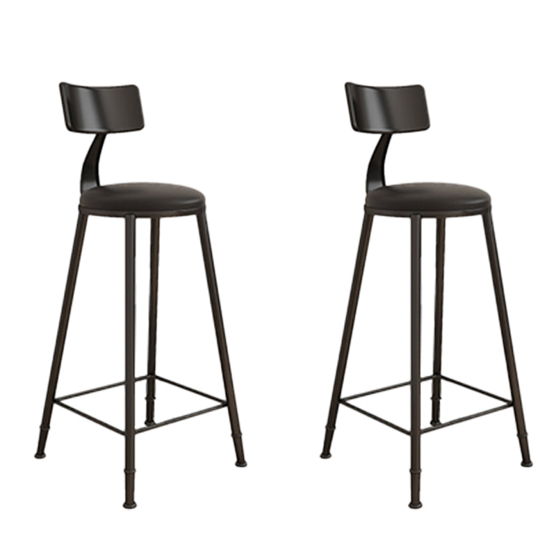 Contemporary Round Dining Stools Metal Barstools with Footrest 2 Piece Set Upholstered Clearhalo 'Bar Furniture' 'Bar Stools' 'bar_stools' 'furn' 'furn_bar_stools' 'Furniture' 'Kitchen & Dining Furniture' 7096661