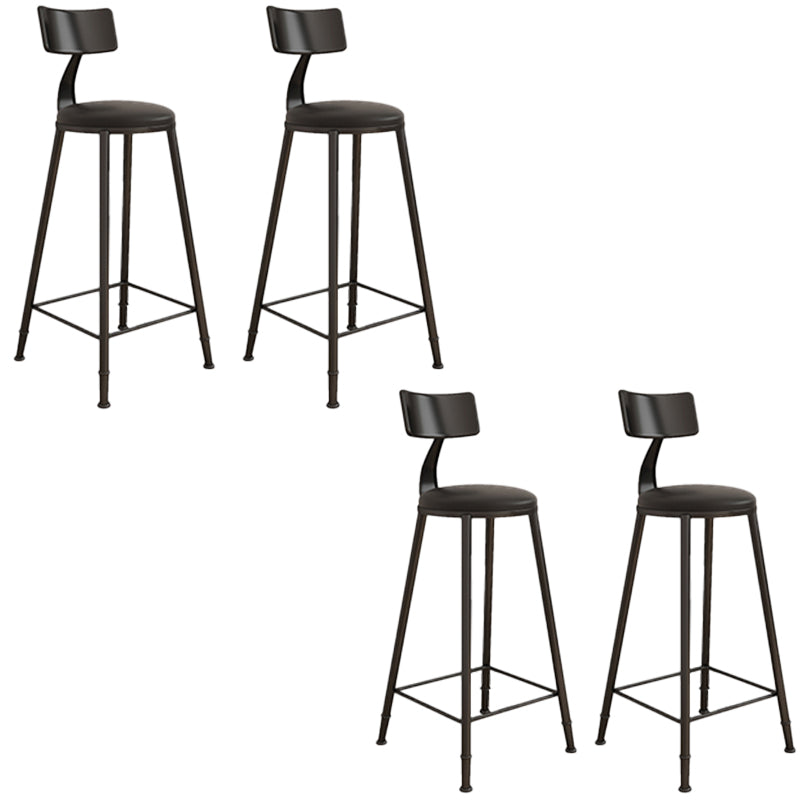 Contemporary Round Dining Stools Metal Barstools with Footrest 4 Piece Set Upholstered Clearhalo 'Bar Furniture' 'Bar Stools' 'bar_stools' 'furn' 'furn_bar_stools' 'Furniture' 'Kitchen & Dining Furniture' 7096665