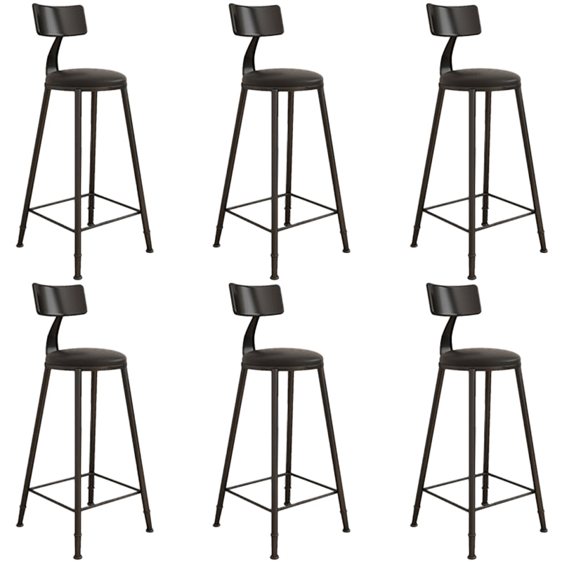 Contemporary Round Dining Stools Metal Barstools with Footrest 6 Piece Set Upholstered Clearhalo 'Bar Furniture' 'Bar Stools' 'bar_stools' 'furn' 'furn_bar_stools' 'Furniture' 'Kitchen & Dining Furniture' 7096670