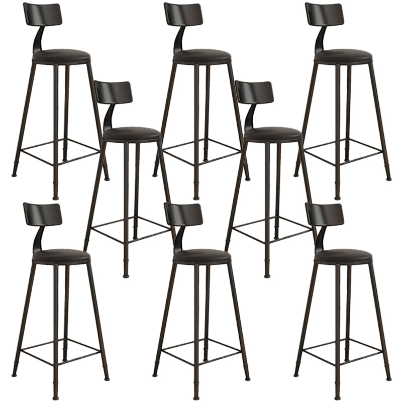 Contemporary Round Dining Stools Metal Barstools with Footrest 8 Piece Set Upholstered Clearhalo 'Bar Furniture' 'Bar Stools' 'bar_stools' 'furn' 'furn_bar_stools' 'Furniture' 'Kitchen & Dining Furniture' 7096673