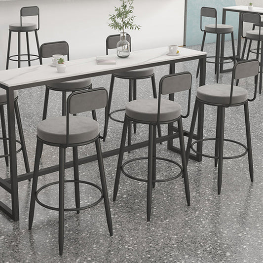 Round Upholstered Dining Stools Armless Bar Stools with Footrest