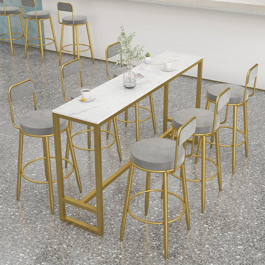 Round Upholstered Dining Stools Armless Bar Stools with Footrest