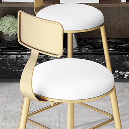 Glam Round Dining Stool Low Back Chairs with Gold Metal Base