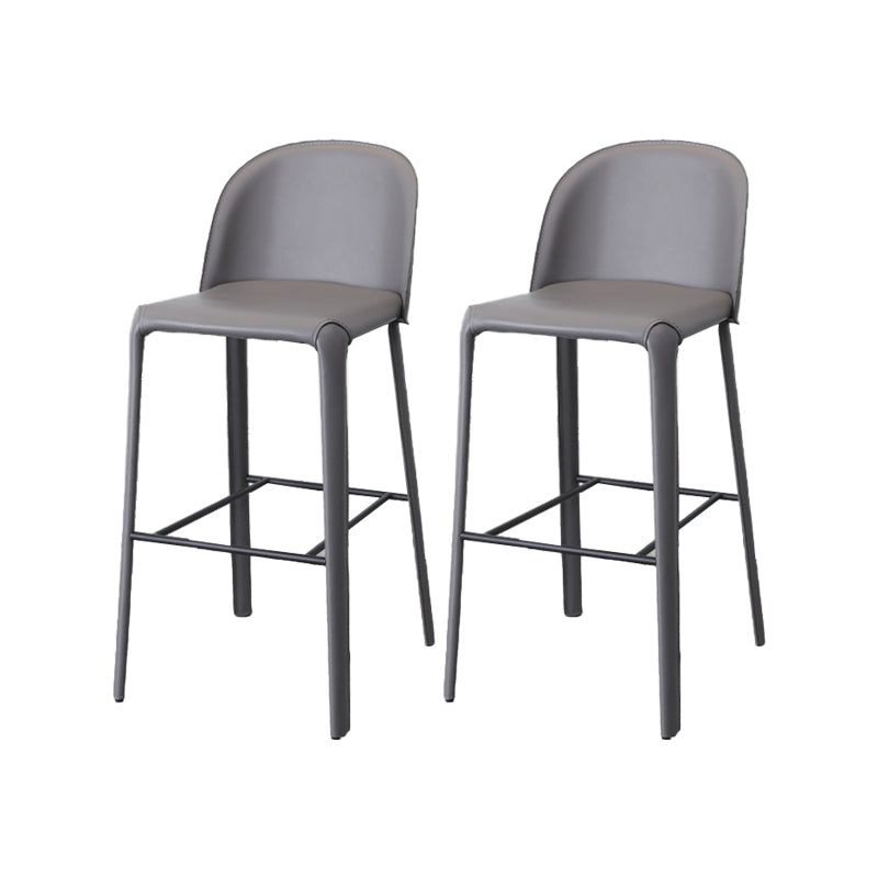 Faux Leather Dining Stools Low Back Bucket Bar Stools with Metal Base