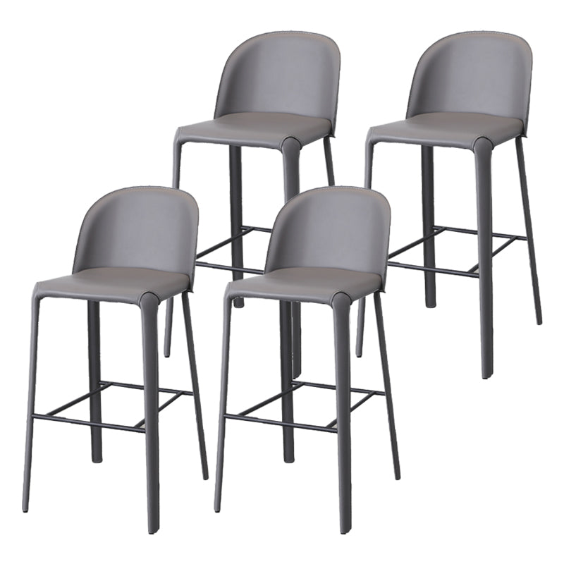 Faux Leather Dining Stools Low Back Bucket Bar Stools with Metal Base