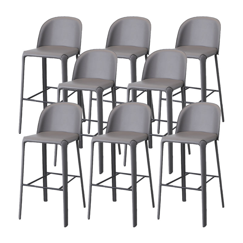 Faux Leather Dining Stools Low Back Bucket Bar Stools with Metal Base