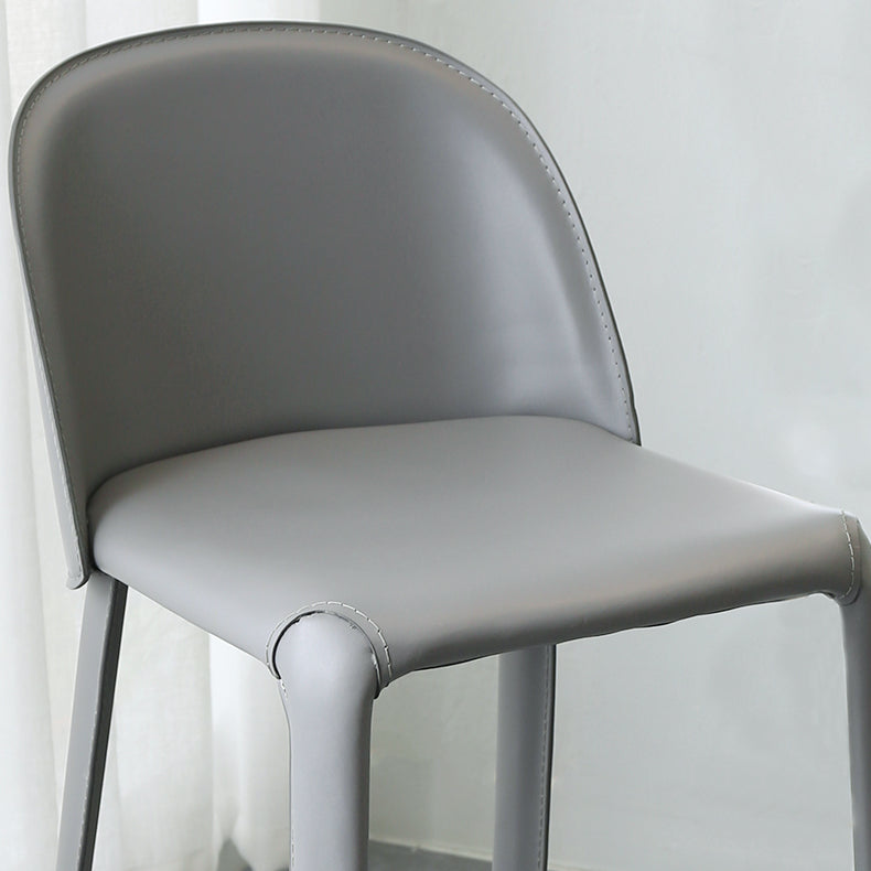 Faux Leather Dining Stools Low Back Bucket Bar Stools with Metal Base