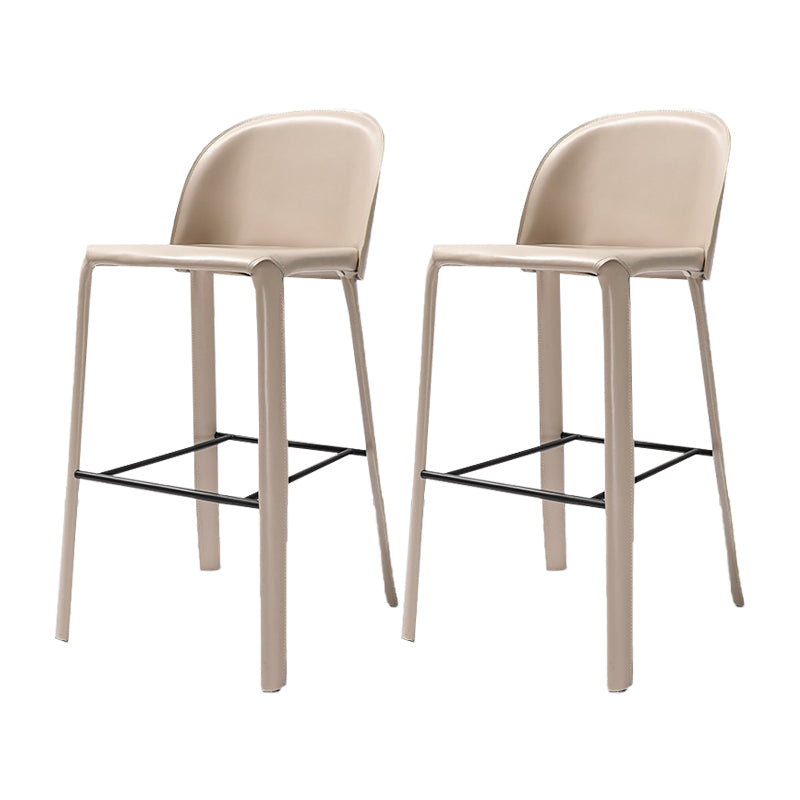 Faux Leather Dining Stools Low Back Bucket Bar Stools with Metal Base