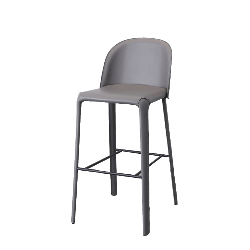 Faux Leather Dining Stools Low Back Bucket Bar Stools with Metal Base