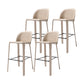 Faux Leather Dining Stools Low Back Bucket Bar Stools with Metal Base